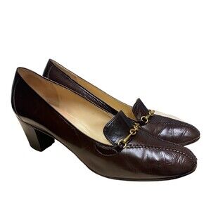 Bruno Magli Womens Brown Horse Bit Leather Pump Shoes Size 9.5 EU 40 Italy